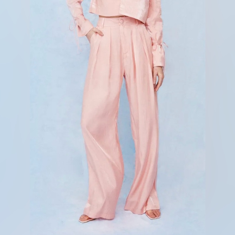 Pink Wide Leg Satin-y Pants